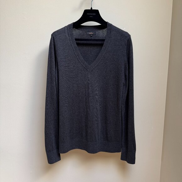 Quince Sweaters - Quince Lightweight Cotton Cashmere V-Neck Sweater – Charcoal Gray
